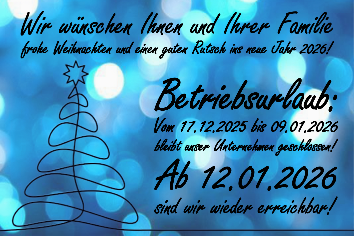 Betriebsurlaub 2026 blau